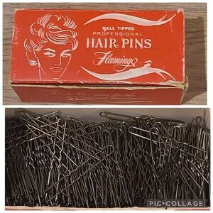 Vintage Flamingo No. 3110 Ball Tipped Hair Pins 1 3/4" Brown Crimped